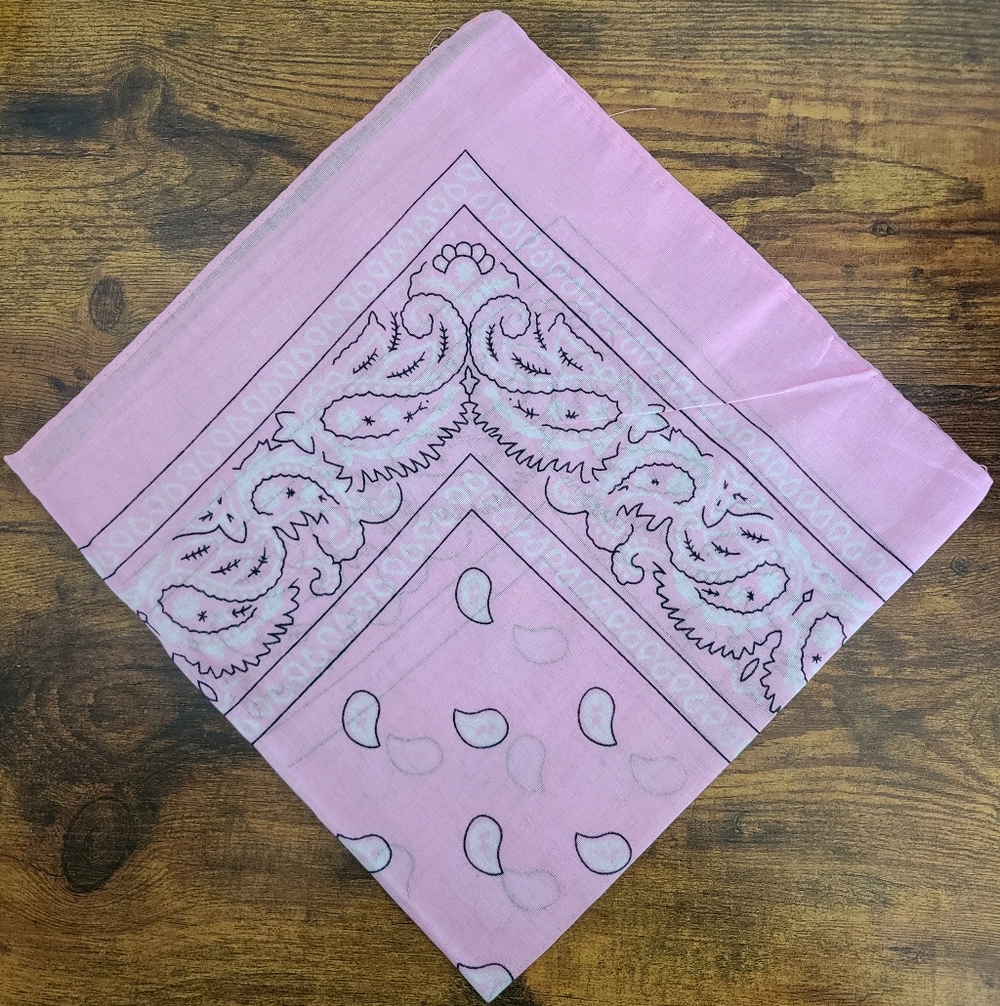 New Light Pink Paisley Bandana, Cotton Bandana